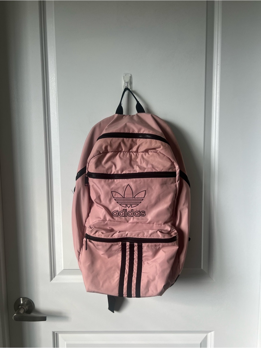 adidas Pink Backpack with Trefoil and Contrast Stripes